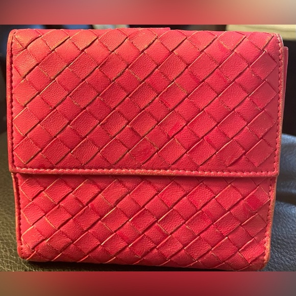 Bottega Veneta Handbags - Bottega Veneta Deep Pink Woven Wallet